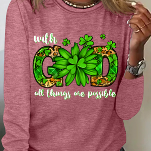 St. Patrick's Day With God All Things Are Possible Casual Long Sleeve Shirt, Long sleeves, Lilicloth.com