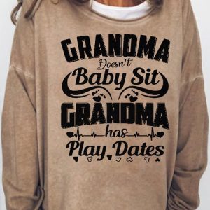 Womens Funny Grandma Doesn't Babysit Letters Casual Sweatshirt, Hoodies&Sweatshirts, Lilicloth.com