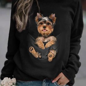 Women's Crew Neck Dog Printing Casual Spring/Fall Long Sleeve Sweatshirt, JustFashionNow Sweatshirts & Hoodies, color:Black|size:XXL,