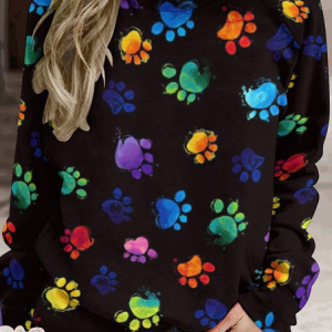 Womens Meow Cat Paws Casual Sweatshirt, Hoodies&Sweatshirts, Lilicloth.com
