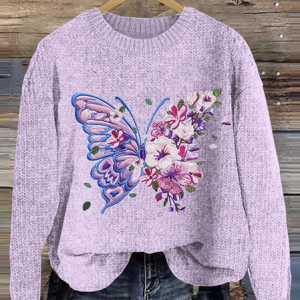 Women Knitted Maple Leaf Long Sleeve Comfy Casual Sweater, Hoodies & Sweatshirts, color:Purple|size:5XL, catalog Noracora shop