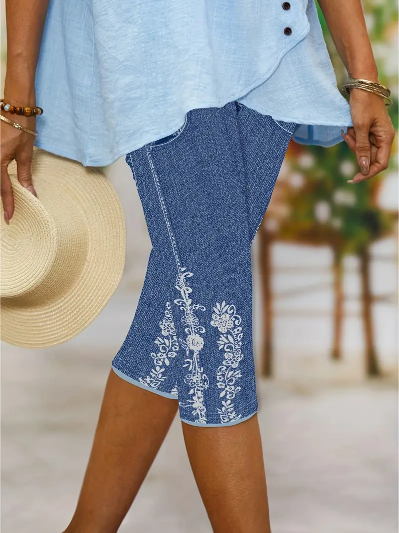 Women's Floral Elastic Waist Legging Pants – Effortlessly Chic for Summer!