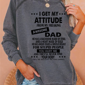 Men My Attitude Dad Love Letters Cotton Crew Neck Casual Sweatshirt, Hoodies&Sweatshirts, Lilicloth.com