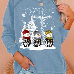 Womens Faith Hope Love Merry Christmas Snowman Jesus Sweatshirt, Hoodies&Sweatshirts, Lilicloth.com
