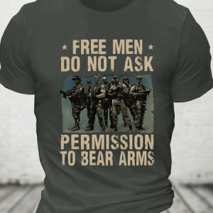 Free Men Do Not Ask Permission To Bear Arms Cotton T-Shirt, Tops, Lilicloth.com