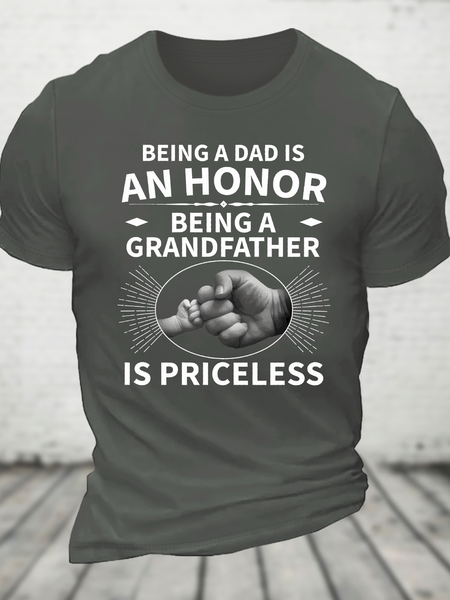 Dad Is An Honor Being A Grandfather Is Priceless Cotton T-Shirt, T-shirts, Lilicloth.com