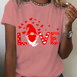 Valentine Love Gnomes Cotton T-Shirt, T-shirts, Lilicloth.com