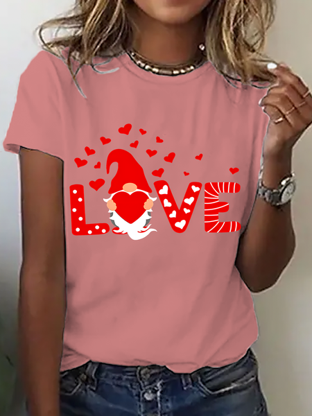 Valentine Love Gnomes Cotton T-Shirt, T-shirts, Lilicloth.com