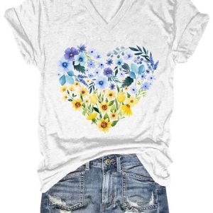 Ukrainian Sunflower Women's Short Sleeve T-Shirt, T-shirts, Lilicloth.com