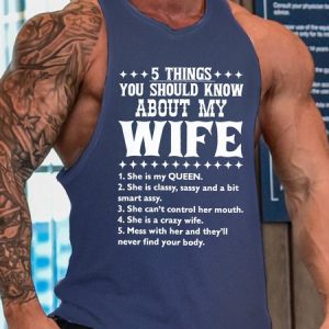 Men's Five Things About My Wife Funny Casual, Tank Tops, Lilicloth.com