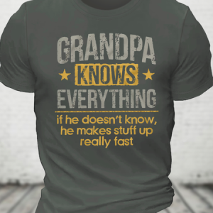 Grandpa Knows Everything Cotton T-Shirt, T-shirts, Lilicloth.com