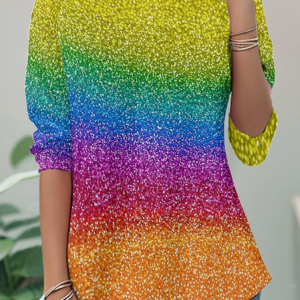 Dreamy And Colorful White Dots And Rainbow Gradient Long Sleeve Shirt, Long sleeves, Lilicloth.com