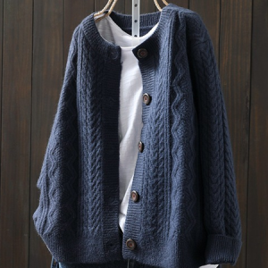 Women's Retro Artistic Loose Casual Button Cardigan Sweater, Cardigans, Lilicloth.com