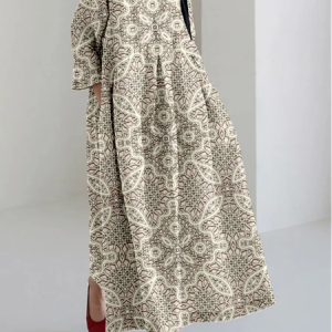 Women 3D Printing Crew Neck Half Sleeve Comfy Vintage Maxi Dress, Dresses, color:As Picture|size:4XL, catalog Noracora shop