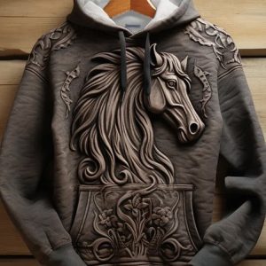 Men's Vintage Horse Print Hoodie, Hoodies&Sweatshirts, Lilicloth.com