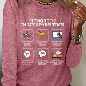 Things I Do In My Spare Time Horse Lover Casual Long Sleeve Shirt, Long sleeves, Lilicloth.com