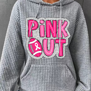 Breast Cancer Football Pink Out Simple Loose Hoodie, Hoodies&Sweatshirts, Lilicloth.com