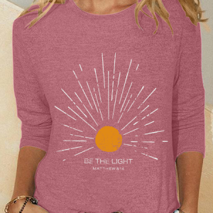Be The Light Mathew 5 14 Sunburst Vintage Bible Verse Casual Long Sleeve Shirt, Long sleeves, Lilicloth.com