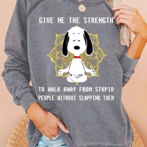 Womens Give Me The Strength Without Slapping Them Crew Neck Text Letters Sweatshirt, Hoodies&Sweatshirts, Lilicloth.com