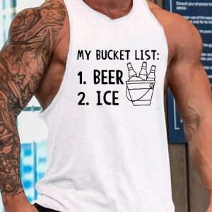 Men's Beer and Ice Funny Casual Sleeveless Knit, Tank Tops, Lilicloth.com