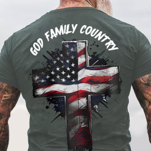 God Family Country Back Cotton T-Shirtw, Shirts, Lilicloth.com