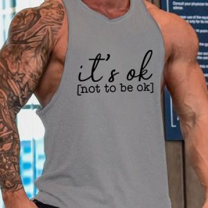 It's Ok Mental Health Theme Incentive Phrase Top, Tank Tops, Lilicloth.com