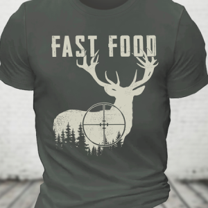 Fast Food Deer Funny Joke Hunting Shirt Cotton T-Shirt, T-shirts, Lilicloth.com