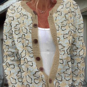 Vintage flower button knit sweater, Cardigans, Lilicloth.com