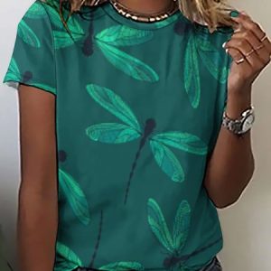 Women's Dragonfly Loose Simple T-Shirt, T-shirts, Lilicloth.com