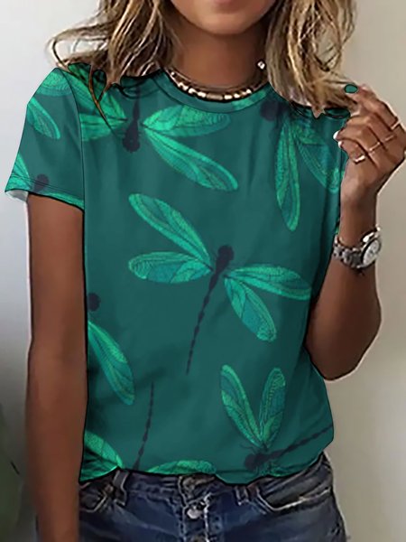 Women's Dragonfly Loose Simple T-Shirt, T-shirts, Lilicloth.com