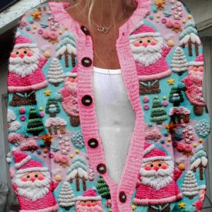 3D Printing Casual Knitted Santa Claus Cardigan, Cardigans, Lilicloth.com
