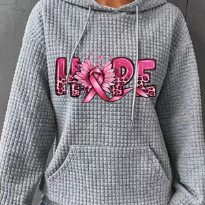 Hope Breast Cancer Simple Loose Hoodie, Hoodies&Sweatshirts, Lilicloth.com