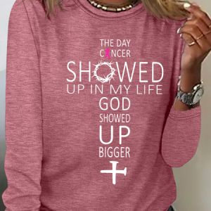 The Day Cancer Showed Up In My Life - Breast Cancer Awareness Casual Long Sleeve Shirt, Long sleeves, Lilicloth.com