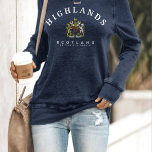 Scottish Highlands slogan round neck sweatshirt, Hoodies&Sweatshirts, Lilicloth.com