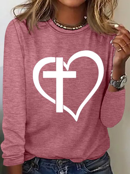 Women's Jesus Christian Crew Neck Casual Top, Long sleeves, Lilicloth.com