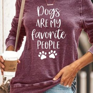 Womens Dogs Are My Favorite People Crew Neck Casual Sweatshirt, Hoodies&Sweatshirts, Lilicloth.com