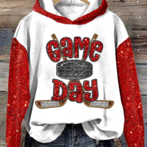 Women's Game Day Hockey Print Hoodie, Hoodies&Sweatshirts, Lilicloth.com