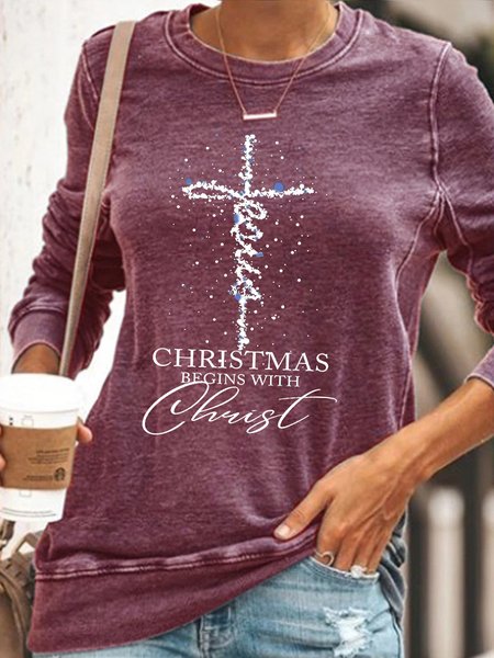 Women's Christmas began with christ Casual Sweatshirt, Hoodies&Sweatshirts, Lilicloth.com