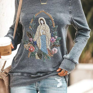 Women's Christian Our Lady Floral Casual Sweatshirt, Hoodies&Sweatshirts, Lilicloth.com