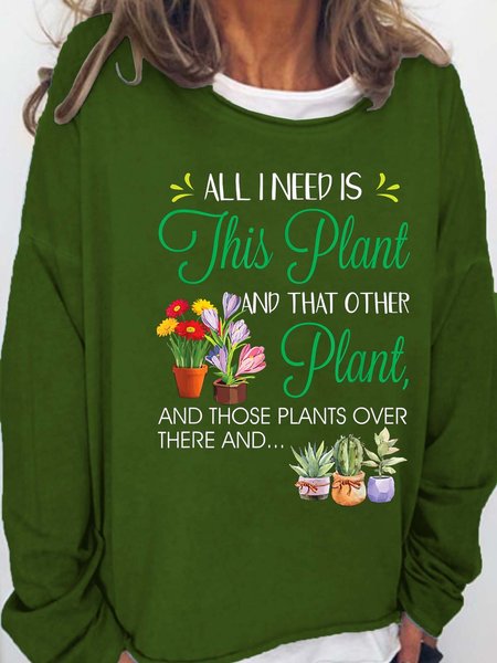 Women's Crew Neck Text Letters Casual Spring/Fall Long Sleeve Sweatshirt, JustFashionNow Sweatshirts & Hoodies, color:Green|size:3XL,