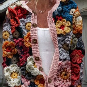 Vintage floral button knit cardigan, Cardigans, Lilicloth.com