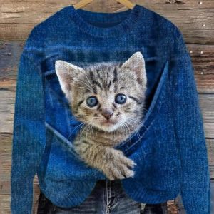Knitted Maple Leaf Simple Sweater, Sweaters, Lilicloth.com