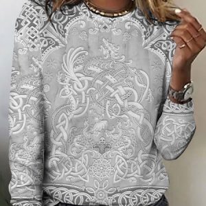 Casual Crew Neck Cotton T-Shirt, Long sleeves, Lilicloth.com