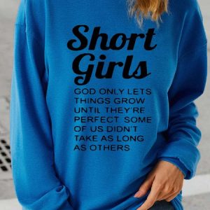 Women's Shorts Girls Print Casual Crew Neck Sweatshirt, Hoodies&Sweatshirts, Lilicloth.com