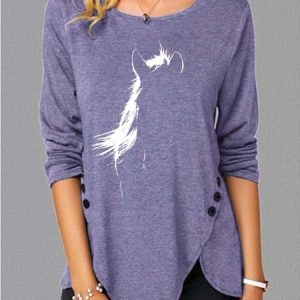 Women Light Casual Cotton Tops, Long sleeves, Lilicloth.com