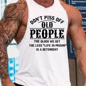 Men's Funny Print Casual Crew Neck Knit, Tank Tops, Lilicloth.com