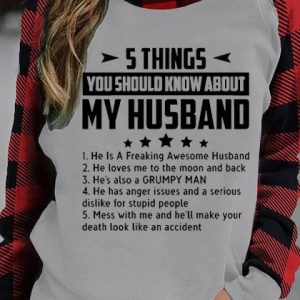 Five Things About My Husband Round Neck Sweatshirts, Hoodies&Sweatshirts, Lilicloth.com