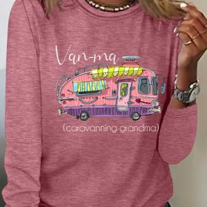 Van-Ma Caravanning Grandma Funny Casual Long Sleeve Shirt, Long sleeves, Lilicloth.com
