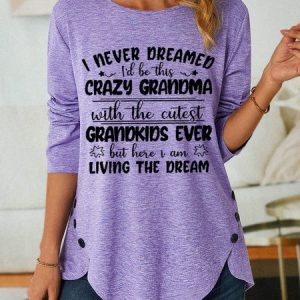 Funny Grandma Text Letters Loose Simple Long sleeve Top, Long sleeves, Lilicloth.com