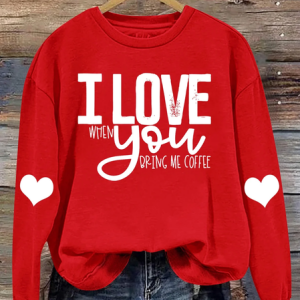 Women's Valentine's Day Casual Crew Neck Sweatshirt, Hoodies&Sweatshirts, Lilicloth.com
